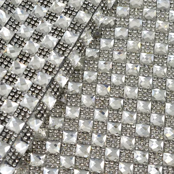 JUNAO 24*40 cm Črn Kvadrat Stekla Nosorogovo Trim Diamant Očesa Tkanine Crystal Stanja Aplicirano Robni Za Oblači Nakit, Izdelava