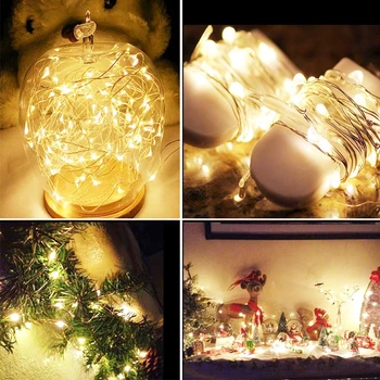 CR2032 Nepremočljiva Bakrene Žice LED Niz Luči Počitnice Razsvetljavo Pravljice Garland za Božič svate, Dekoracijo Natalne
