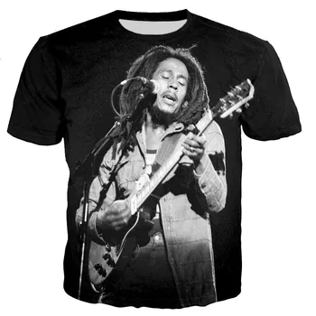 Vroče Prodaje Pevec Bob Marley 3d Natisnjeni T-shirt Unisex Modna Priložnostne Krog Vratu Majica Hip-hop Kratek Rokav Ulične Vrhovi