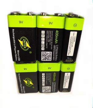 6pcs/veliko ZNTER 600mAh 9V polnilna litijeva baterija 6F22 USB litij-polimer baterija za polnjenje za RC fotoaparat