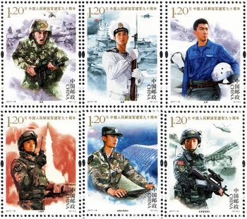 6Pcs/Set New China Post Žig 2017-18 Devetdeseti Obletnici Ustanovitve Vojske Znamk BREZ prilepke