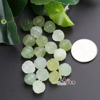 Naravni handcarve jade lotus green jade kroglice pravi green jade zapestnice DIY kroglice jade darilo resnično jadeit zapestnica 6pcs/veliko