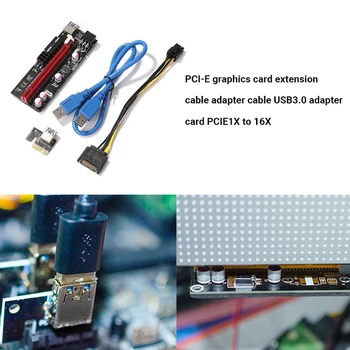 6pcs Najnovejši VER009S USB 3.0 PCI-E Riser VER 009S Express 1X do 16X razširitveno napravo pcie Riser vmesniško Kartico SATA 15pin-do 6-pin Power