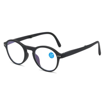 Modno Oblikovanje Modra Svetloba Blokiranje Obravnavi Očala Moški Ženske Zložljiva Krog Okvir Presbyopic Očala z ohišjem +1.0~4.0
