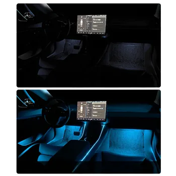 Za Tesla Model 3 2019-2021 Okoljske Svetlobe Mobilni Telefon App Nadzor Centralni Nadzorni 24 Barvni LED Luči za IOS/Android