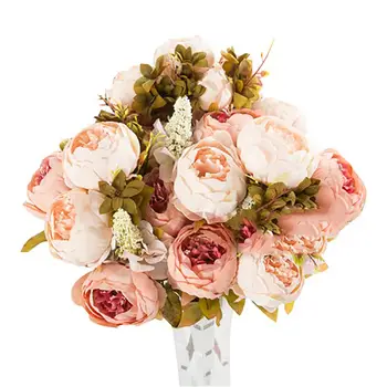 1 Šopek 13 Glav Umetno Peony Tea Rose Cvetje Camellia Svile Ponaredek Cvet Flores Za DIY Doma Vrt Poročna Dekoracija