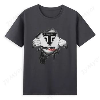 Poletje Novo motorno kolo Triumph Majica s kratkimi rokavi Moški Najbolje prodajanih moška Oblačila Čistega Bombaža Oblikovalec Avto Znamke Razkošje T-shirt
