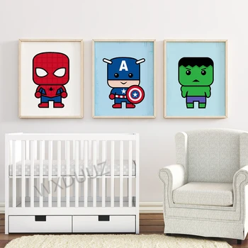 A3/ Marvel Avengers Superheroj Akvarel slika Spiderman, iron Man, Risanka Lepilo Doma Dekor Otroci Soba plakati kakovosti