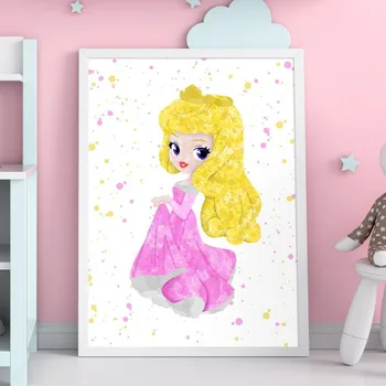 Akvarel Disney Klasična Risanka Princeska Platno Slikarstvo Plakati Vrtec Wall Art Slik, ki jih Otroci Soba Doma Cuadros Dekor