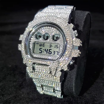 Popolnoma Ledeni Iz Mens Ure Nepremočljiva Šok Dokaz Diamond Men ' s Watch LED Digitalni Watch Moški Gledajo Elektronski Šport Ure
