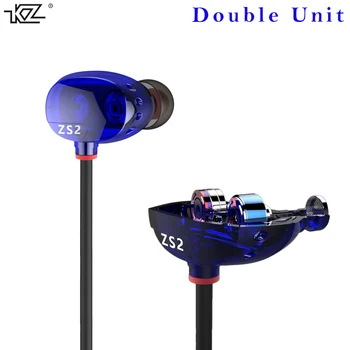 KZ ZS2 slušalke z mikrofonom uho kavelj eargonomic eartips prenosni čepkov noice zmanjšanje dvojno enoto, stereo bass glasbe