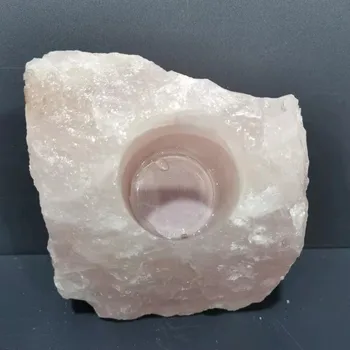 Naravno Grobo Rose quartz crystal svijećnjak Roza Kremen svečnik