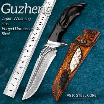 HUANGFU Damasta Jekla Guzheng Nož prostem naravnost nož lovski nož za preživetje omejeno nož za kampiranje praktično nož EOS