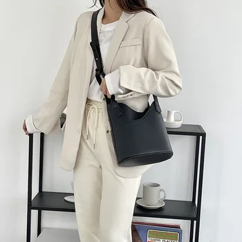 Korejski ženske Vedro Torba pu usnja Ženski Crossbody vrečko Priložnostne big totes blagovno Znamko design torbico in torbice bolsa feminina