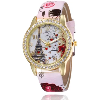 2021 Zunanje Trgovine Evropske in Ameriške Popularne Pasu Watch Moda Lady Cvet Stolp Natisnjeni Pazi, Vdelan Diamant Watch