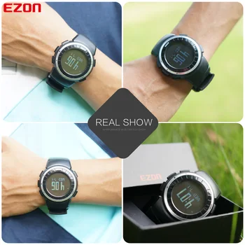 EZON T029 Moški Športni Watch 5ATM Nepremočljiva Večnamenske na Prostem Teče Pedometer Kalorij Števec Digitalni Ročne ure